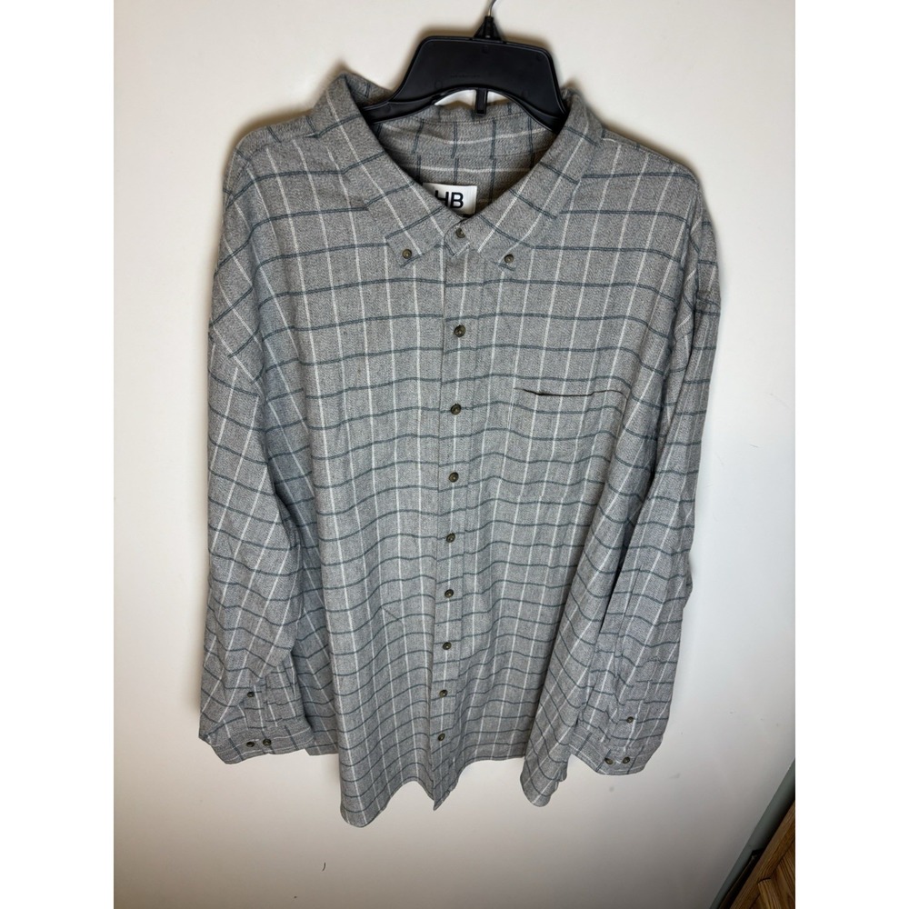 Harbor Bay Men's Gray Plaid Button Shirt Size 4XLT NWT